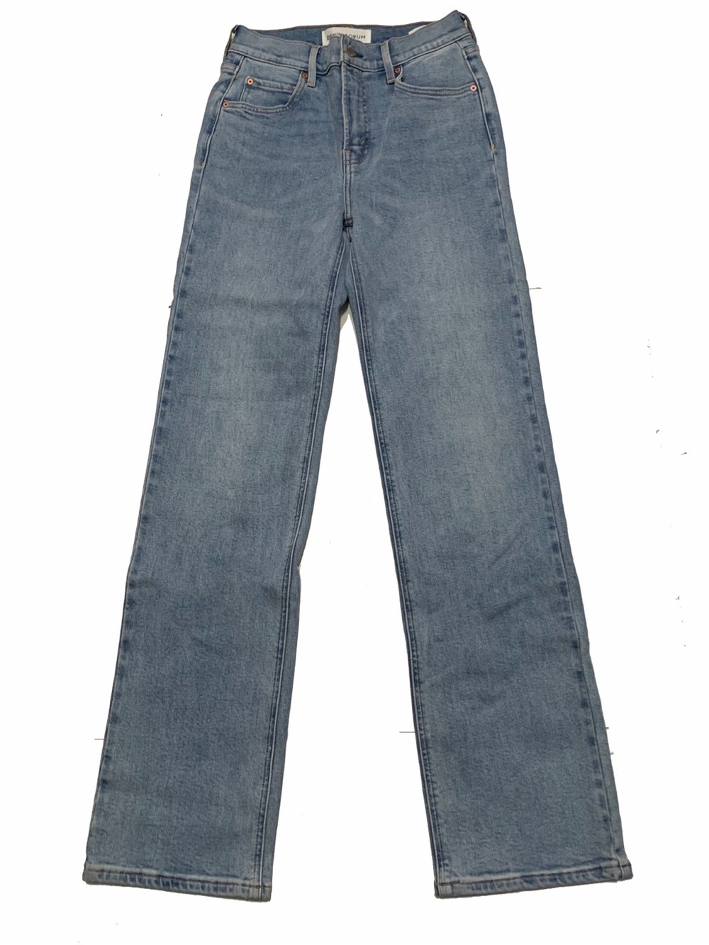 Denim Forum The ‘90s Snatched Mid-Rise Straight Jean